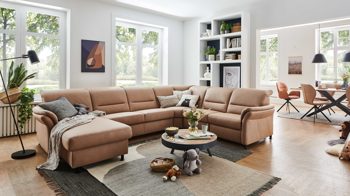 Hertel Möbel e.K. Gesees, Möbel A-Z, Sofa + Couch, ALLE Sofa + Couch,  Modulmaster, Interliving, Comfortmaster, Modulmaster MM-ZE1148 -  XXL-Hocker, camelfarbene Mikrofaser Galero & Fuß Z002-M01 - ca. 130 x 65 cm